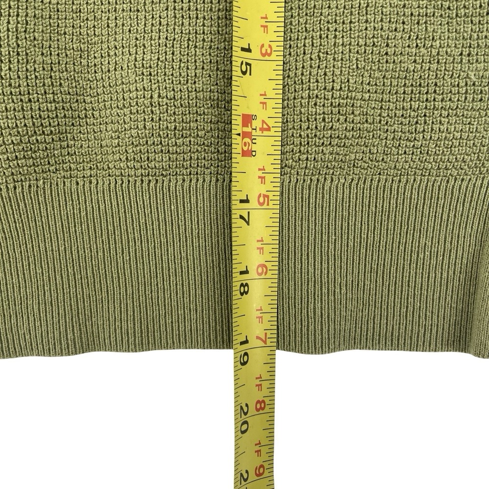 Michael Kors Womens M Green Cropped Sweater Relaxed Boxy Cotton Knit Pullover - Picture 8 of 8